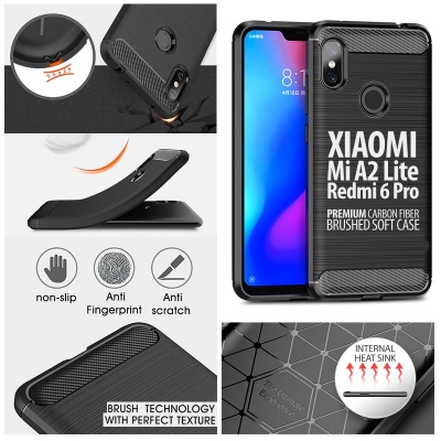 ^ Xiaomi Mi A2 Lite / Redmi 6 Pro - PREMIUM Carbon Fiber Brushed Soft Case