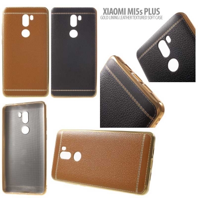 * Xiaomi Mi5s Plus - Gold Lining Leather Textured Soft Case