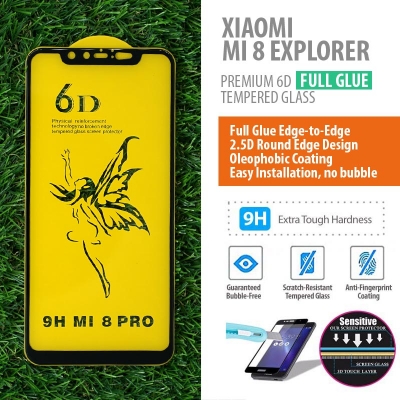 ^ Xiaomi Mi8 Explorer - Mi8 Pro - PREMIUM 6D Full Glue Tempered Glass