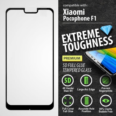 ^ Xiaomi Pocophone F1 - PREMIUM 5D Full Glue Tempered Glass