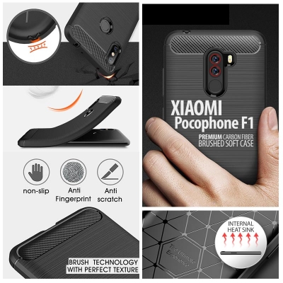 ^ Xiaomi Pocophone F1 - PREMIUM Carbon Fiber Brushed Soft Case
