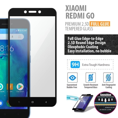 ^ Xiaomi Redmi Go - PREMIUM 2.5D Full Glue Tempered Glass