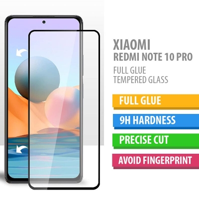 Xiaomi Redmi Note 10 Pro - FULL GLUE 9H Tempered Glass