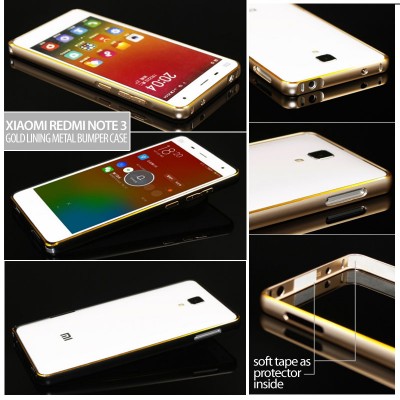 ^ Xiaomi RedMi Note 3 Pro / Redmi Note 3 - Gold Lining Metal Bumper Case
