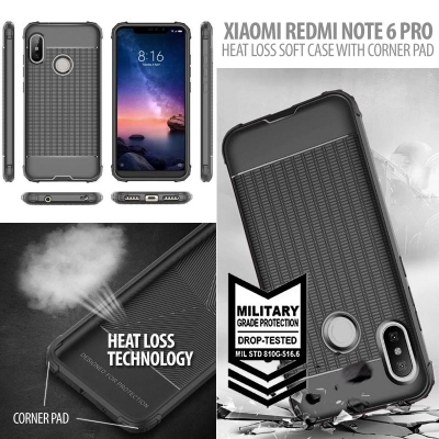 ^ Xiaomi Redmi Note 6 Pro - Heat Loss Soft Case with Corner Pad