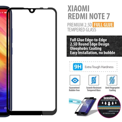 ^ Xiaomi Redmi Note 7 - PREMIUM 2.5D Full Glue Tempered Glass