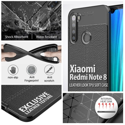 Xiaomi Redmi Note 8 - Leather Look TPU Soft Case