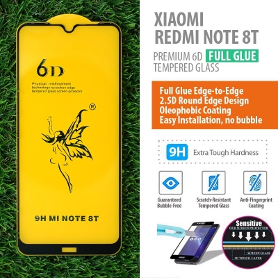 Xiaomi Redmi Note 8T - PREMIUM 6D Full Glue Tempered Glass