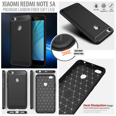 ^ Xiaomi Redmi Note 5A - PREMIUM Carbon Fiber Brushed Soft Case }