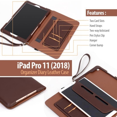 ^ iPad Pro 11 2020 / 2021 - Air 4 2020 10.9 - Air 5 2022 - Organizer Diary Leather Case