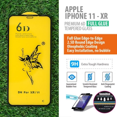 ^ iPhone XR - iPhone 11 - PREMIUM 6D Full Glue Tempered Glass