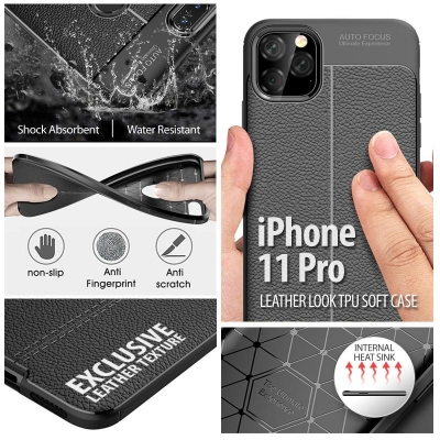iPhone 11 Pro - Leather Look TPU Soft Case
