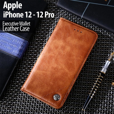 iPhone 12 - 12 Pro - Executive Wallet Leather Flip Case