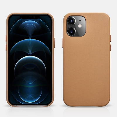 iPhone 12 Mini - Original iCarer Genuine Real Leather Back Cover Hard Case