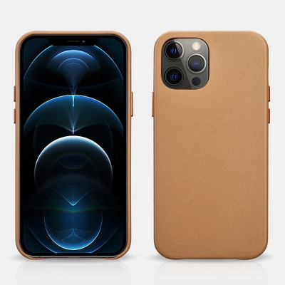 iPhone 12 Pro Max - Original iCarer Genuine Real Leather Back Cover Hard Case