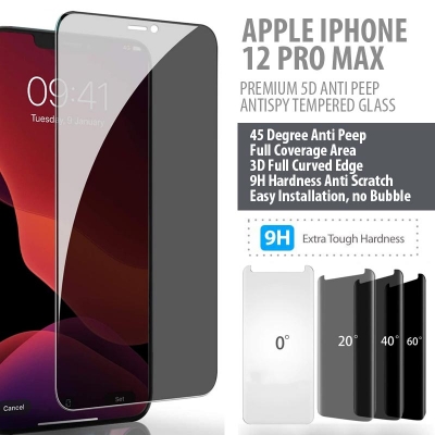 iPhone 12 Pro Max - PREMIUM 5D Privacy Anti Peep Antispy Tempered Glass