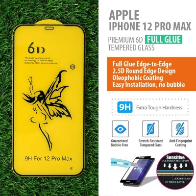 ^ iPhone 12 Pro Max - PREMIUM 6D Full Glue Tempered Glass