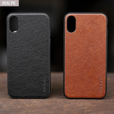 iPhone X - XS - AIORIA Leather Texture Hybrid Case