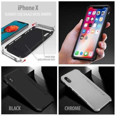 ^ iPhone X / XS - Element Case Solace Metal Bumper