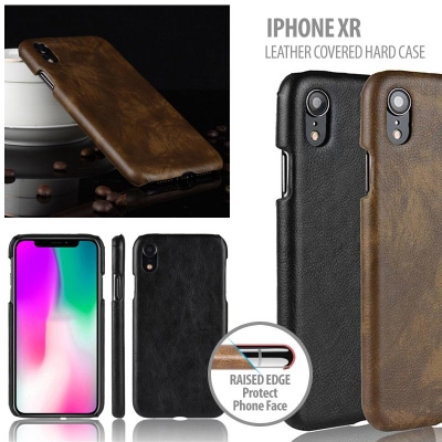 ^ iPhone XR - Leather Covered Hard Case