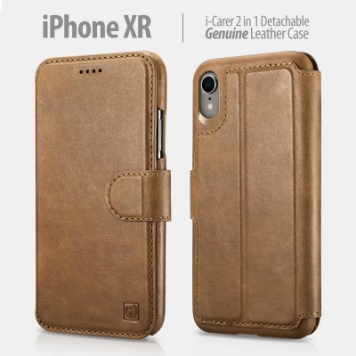 ^ iPhone XR - iCarer 2in1 Detachable Genuine Leather Case