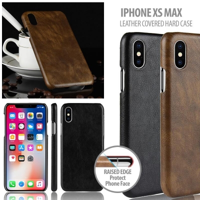 ^ iPhone XS Max - Leather Covered Hard Case