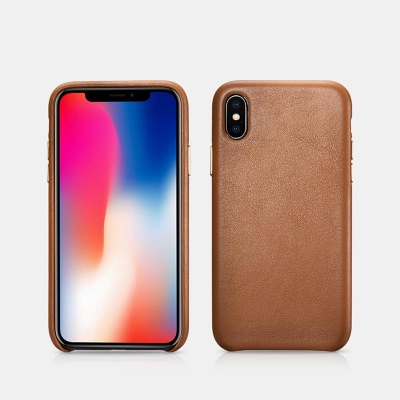 iPhone XS Max - Original iCarer Genuine Real Leather Back Cover Hard Case