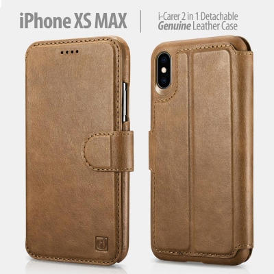 ^ iPhone XS Max - iCarer 2in1 Detachable Genuine Leather Case